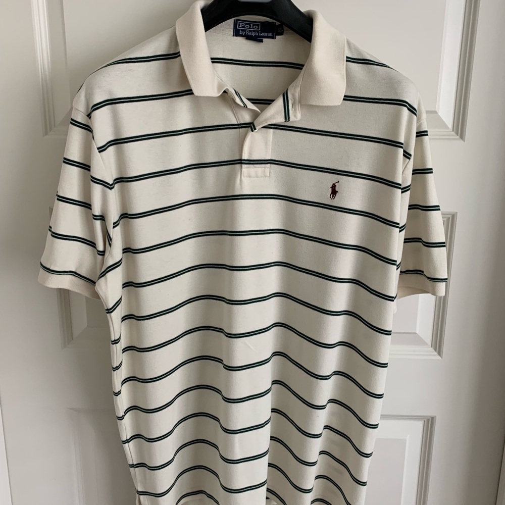 Ralph Lauren Polo Shirt Creme/Burgundy Size XL
